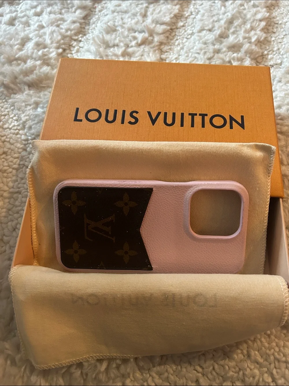 Louis Vuitton Pink and Brown Monogram Leather iPhone Case 13 pro